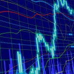 3d blue background with stock diagram
